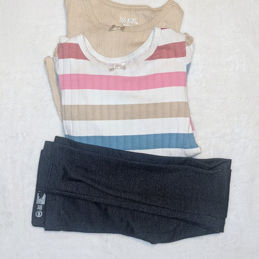 Striped Top and Black Leggings Set